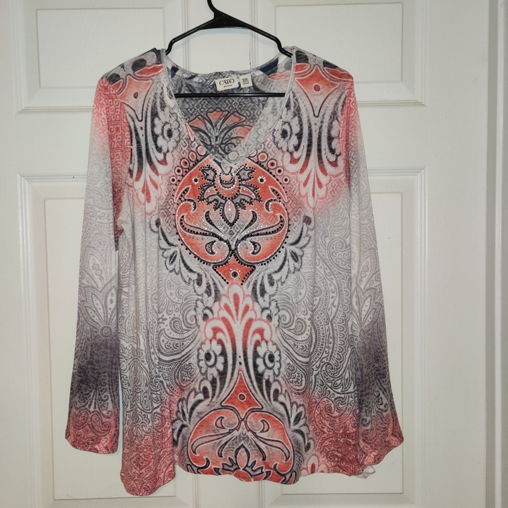 Cato Burnout Tee with Embellishment